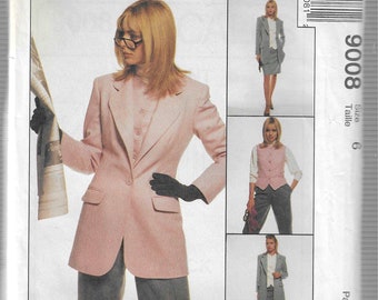 PRICE DROP McCall's Non Stop Wardrobe Pattern 9008 JACKET Vest Pants & Skirt Miss Size 6