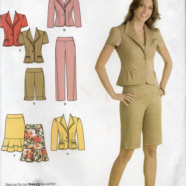 Simplicity Karen Z Easy Chic Pattern 3846  SKIRT JACKET City Shorts PANTS Misses Sizes 12 14 16 18 20