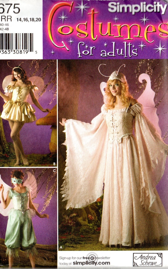 fairy dress patterns adults Simplicity Andrea Schewe COSTUMES Pattern BUTTERFLIES/FAIRIES 3675 Misses  Sizes 6 8 10 12