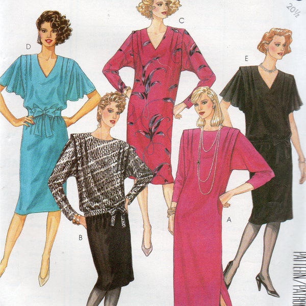 Vintage 1985 Easy McCall's Pattern 2189  DRESS TOP SKIRT & Tie Belt Misses Half Size 20 1/2