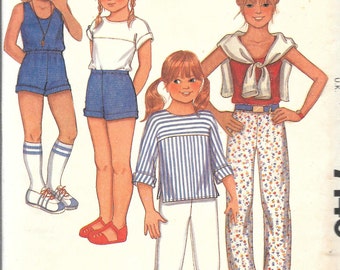 Vintage 1980 Knit TOPS PANTS SHORTS Quick & Easy McCall's Pattern 7140 Girls' Size 14