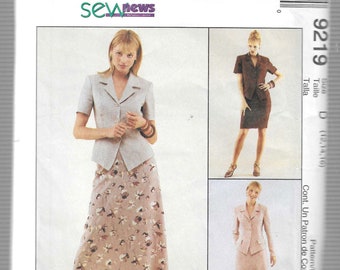 PRICE DROP McCall's Sew News Pattern 9219 JACKET & Skirts Miss Sizes 12 14 16