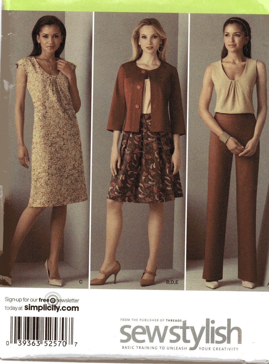 Simplicity Sew Stylish Pattern 2570 DRESS or Top JACKET Skirt PANTS ...