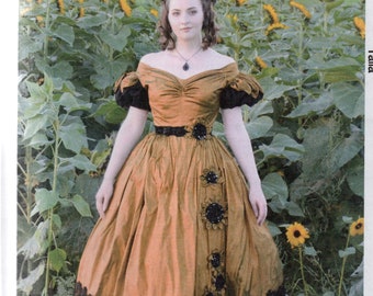 SUNFLOWER GOWN McCall's Costume Pattern 8017 Designer Angela CLAYTON 1830's Dress Misses Sizes 6 8 10 12 14