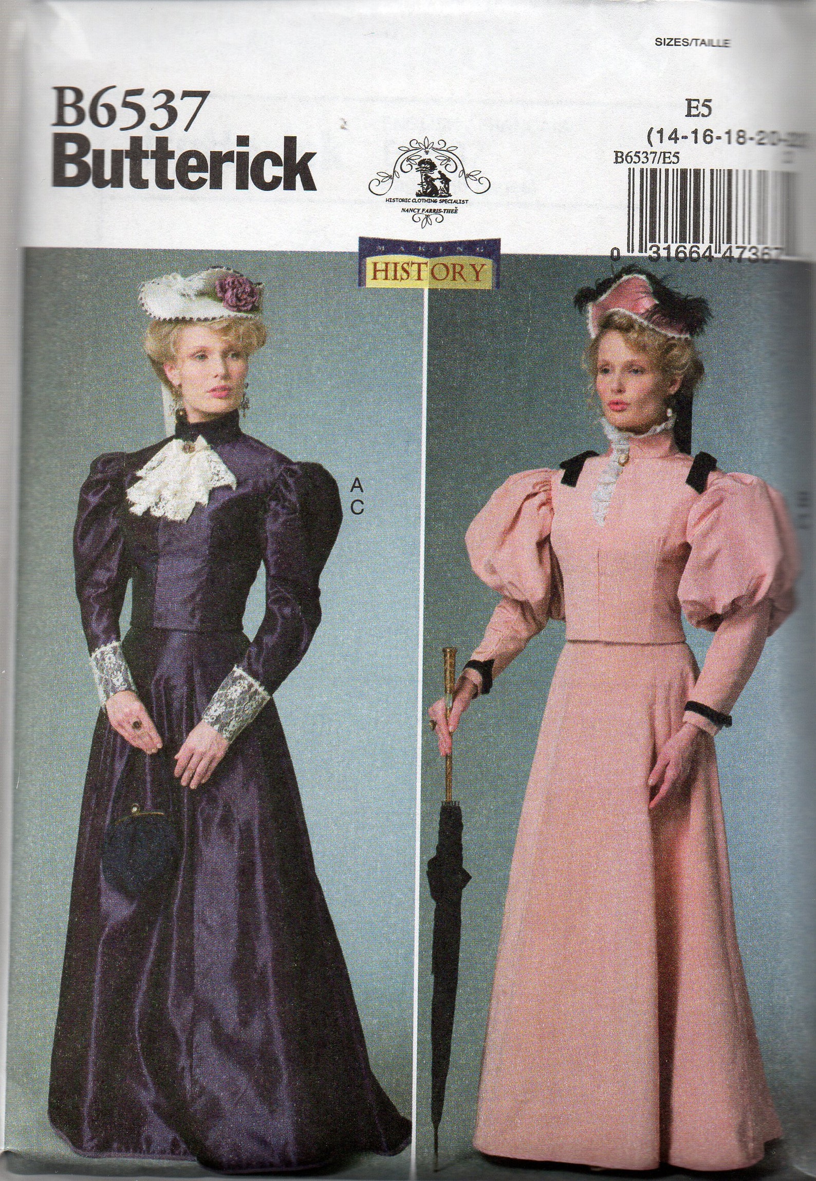 Butterick Making History Pattern 6537 HISTORICAL 1890's Etsy