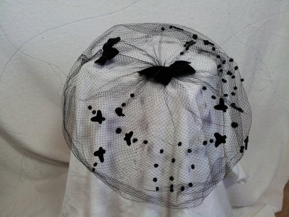 Vintage 1950s Black Fine Netting