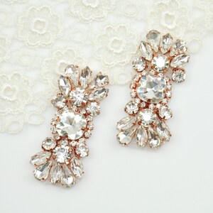 Set of 2 Small rose gold rhinestone applique, shoe applique, sparkling rhinestone applique, DIY bridal garter, DIY Bridal Comb