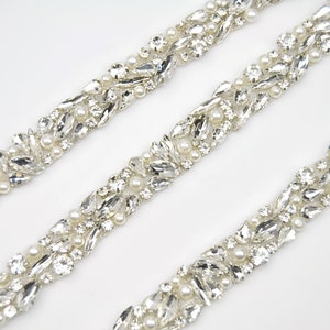 1 yard silver rhinestone trim embellishment, Crystal Rhinestone Trim Accessories, good for lyrical dance costume, wedding dress straps