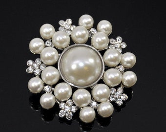 Pearl Brooch Embellishment, Ivory Pearl Brooch, bridal brooch  good for Shoe Clips, DIY bouquet, Hair Comb, Wedding Bouquet