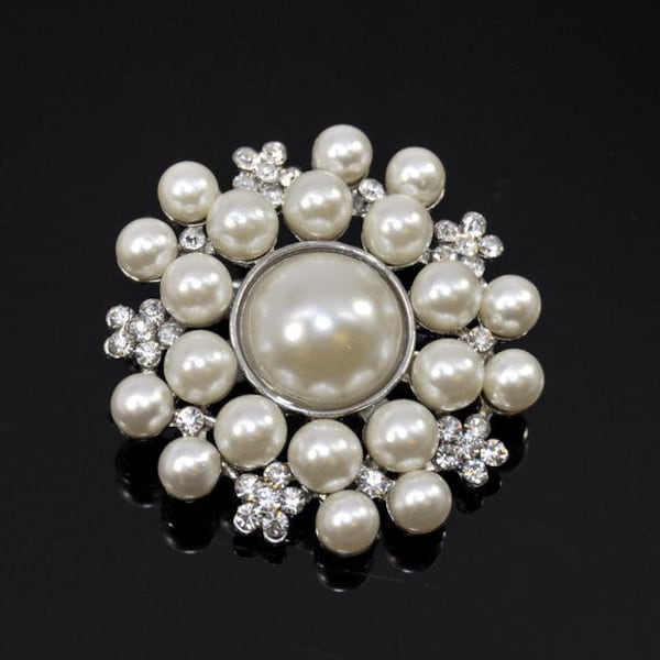 Pearl Brooch Embellishment, Ivory Pearl Brooch, bridal brooch  good for Shoe Clips, DIY bouquet, Hair Comb, Wedding Bouquet