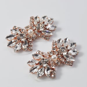 Rose Gold Rhinestone Applique: DIY Bridal Comb Embellishment (2 pcs)