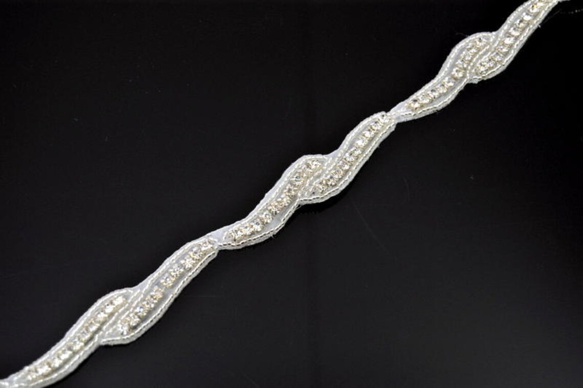 1 Yard Thin Rhinestone Trim Iron On, Crystal Bridal Trim, Good for ...