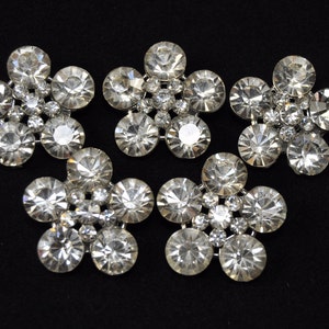 5Pcs Big Rhinestone Button, Embellishment Button with Shank Good for brooch bouquet, hair pieces, flower center