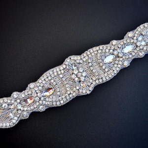 Crystal Rhinestone Beaded Applique: Bridal Sash, Dance Costume