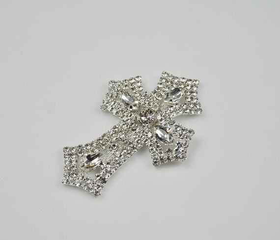 Small Rhinestone Cross Applique Silver crystal rhinestone | Etsy