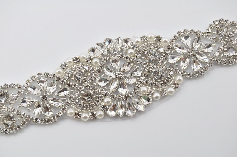 Crystal Rhinestone Bridal Applique Rhinestone Applique Trim Etsy