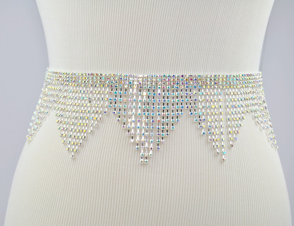 AB Rhinestone fringe trim AB crystal rhinestone cup chain | Etsy