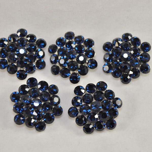 5 Pcs Navy Rhinestone Buttons Silver with Shank good for Brooch bouquet crystal bouquets hair flowers -MB840