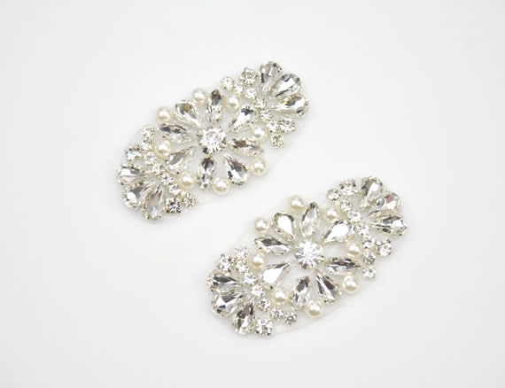 2 Pcs Rhinestone Shoe Applique Embellishment Silver Crystal | Etsy