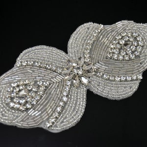 Beaded rhinestone applique, crystal applique, Wedding dress applique, rhinestone applique iron on, bridal applique, DIY wedding accessories