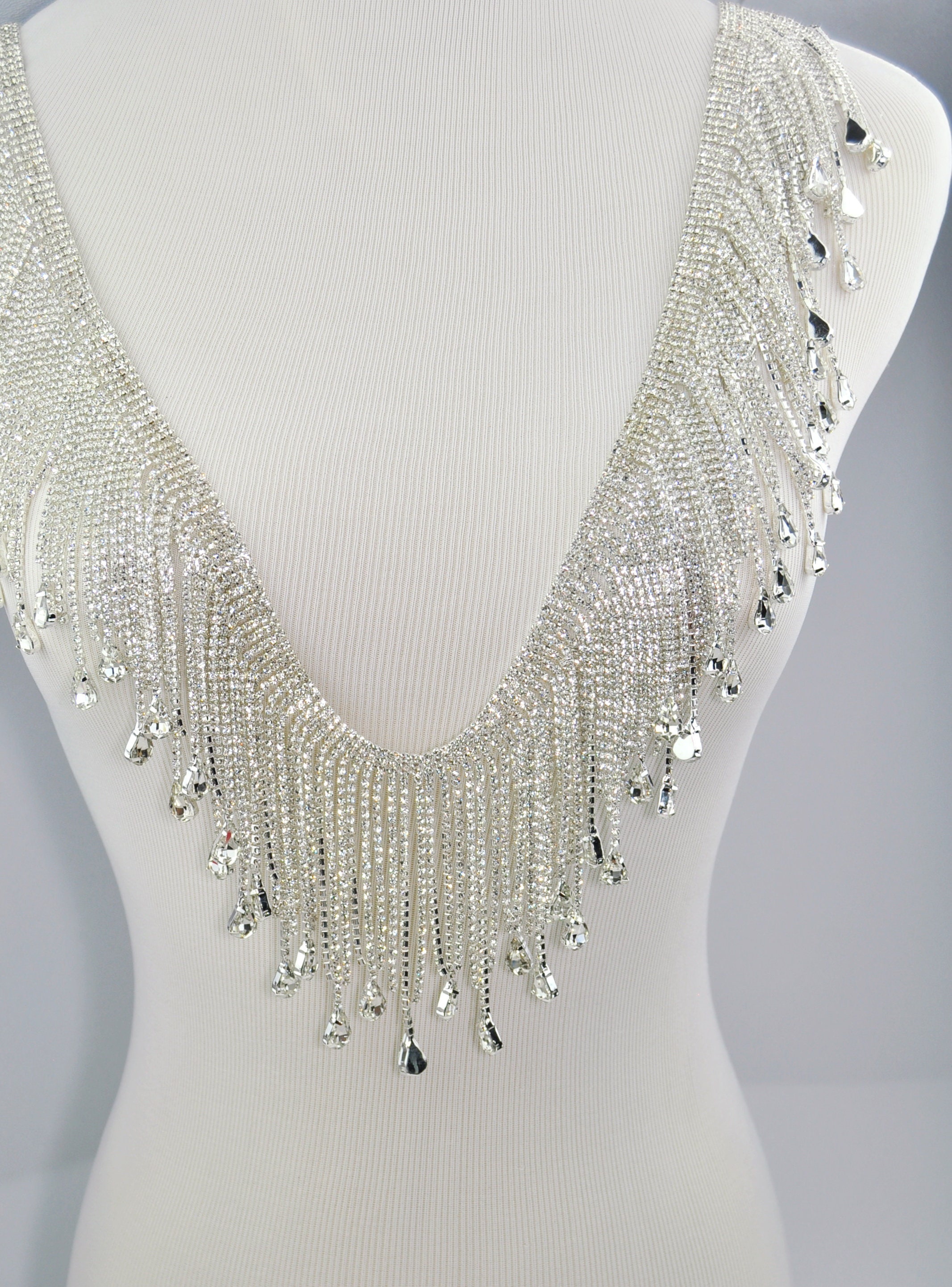 Rhinestone fringe trim clear crystal rhinestones trim with Etsy