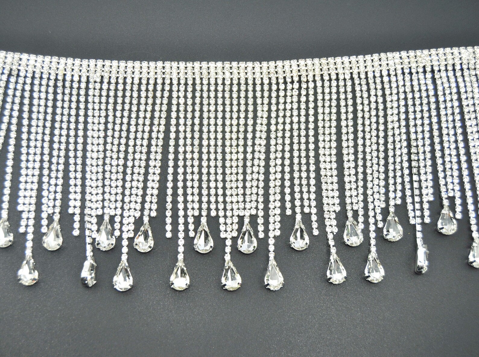Rhinestone Fringe Trim Clear Crystal Rhinestones Trim With Etsy
