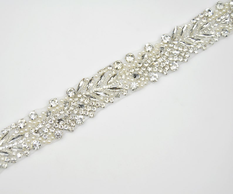 1 Yard Silver Beaded Rhinestone Trim Bridal Trim by the Yard Etsy