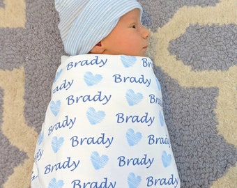Personalized baby name blanket // baby heart personalized name swaddle // newborn baby girl baby boy // baby shower gift