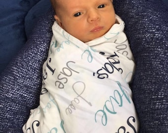 Personalized swaddle blanket // baby boy personalized name swaddle // newborn hospital gift // baby hospital gift