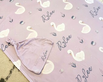 swan swaddle blanket