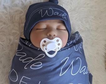 navy blue swaddle blanket