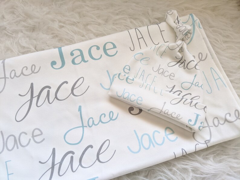 Personalized Baby Swaddle and Hat Set Personalized Blanket Etsy