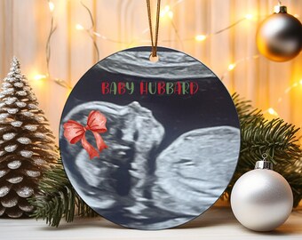 Ultrasound baby girl pregnancy Christmas ornament baby 2 announcement, pregnancy announcement ornament, grandparent gift
