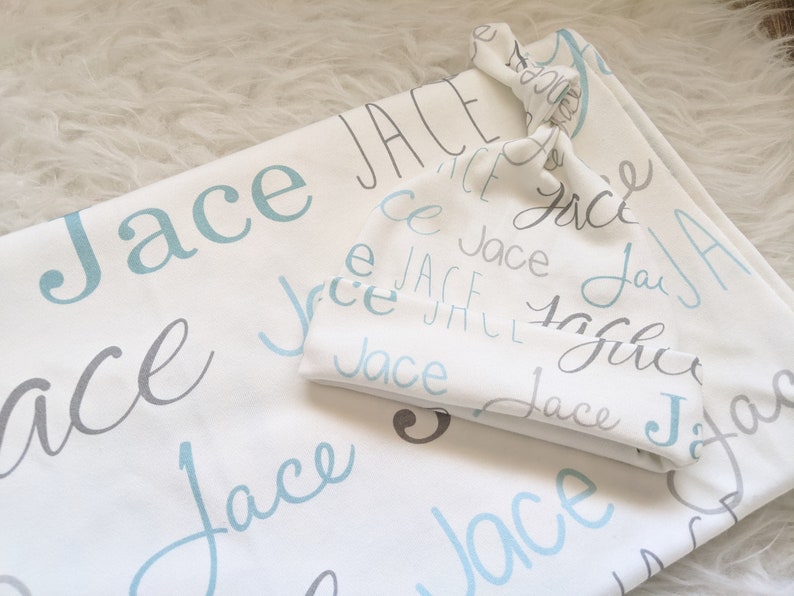 Personalized Baby Swaddle and Hat Set Personalized Blanket Etsy