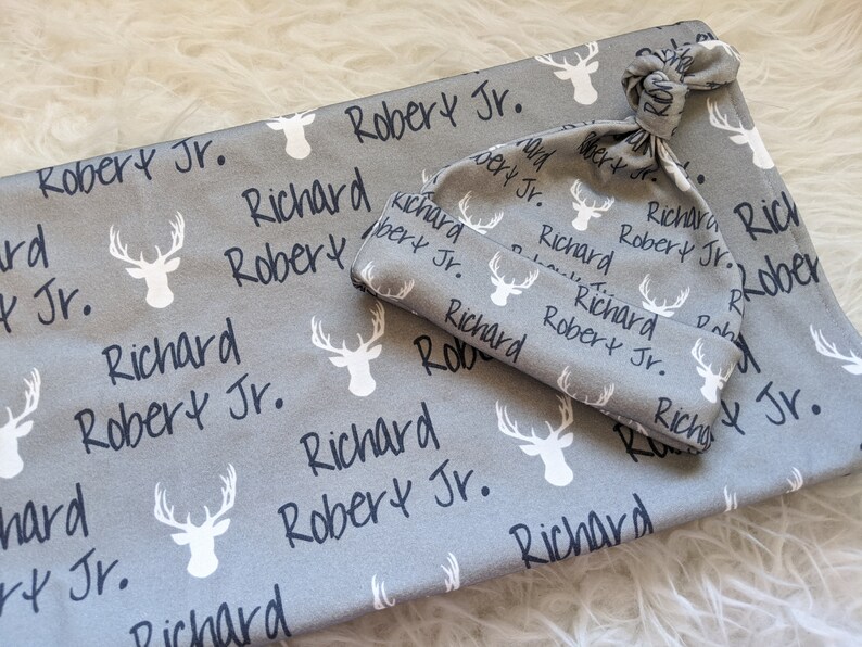 Personalized deer swaddle blanket // baby personalized name Etsy