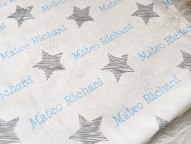 Personalized Swaddle Blanket and Hat Set // Gray Star Baby Etsy
