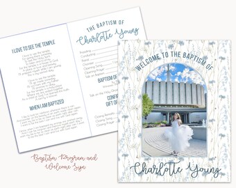 Baptism program LDS Editable Template, Church of Jesus Christ of Latter-Day Saints Baptism invitation, baptism program with hymns