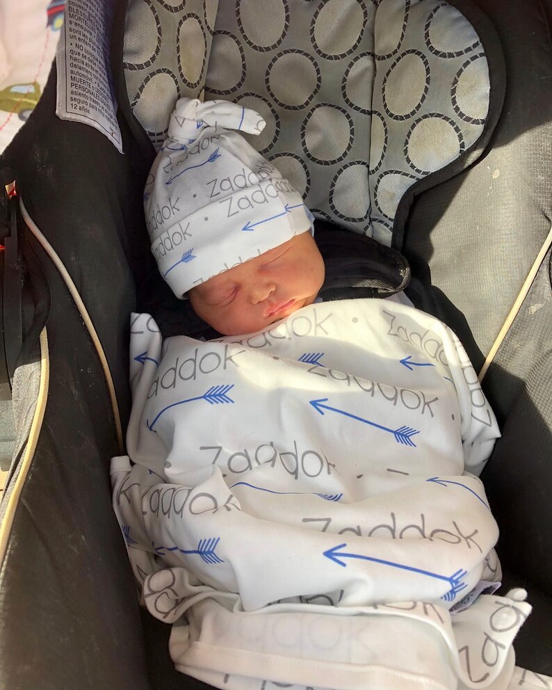 personalized baby blanket and hat