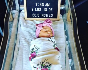 Personalized swaddle blanket // floral watercolor, baby personalized name swaddle // newborn hospital gift // baby shower gift