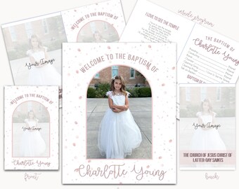 Baptism program LDS Editable Template, Church of Jesus Christ of Latter-Day Saints Baptism invitation, baptism program with hymns