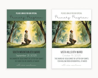 Primary Program Invitation LDS Editable Template, Church of Jesus Christ of Latter-Day Saints Primary Joseph Smith invitation