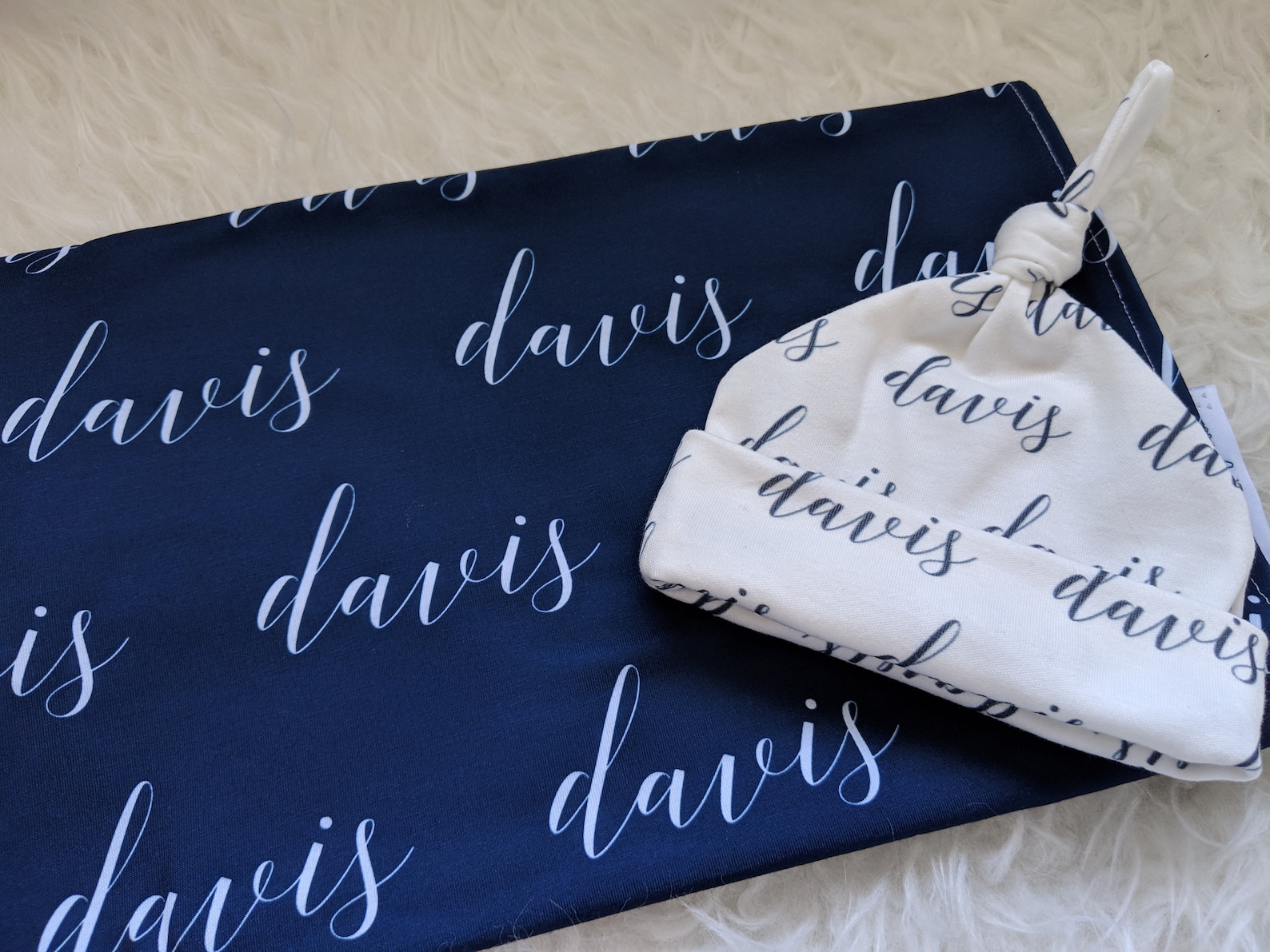 Personalized Navy Blue Swaddle Blanket // Baby Personalized Etsy
