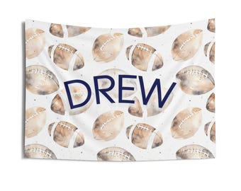 Custom name football flag banner, personalized room sign wall art, custom name banner for nursery wall decor