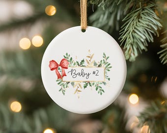 Pregnancy Christmas ornament baby 2 announcement, pregnancy announcement ornament, pregnancy announcement for baby, grandparent gift