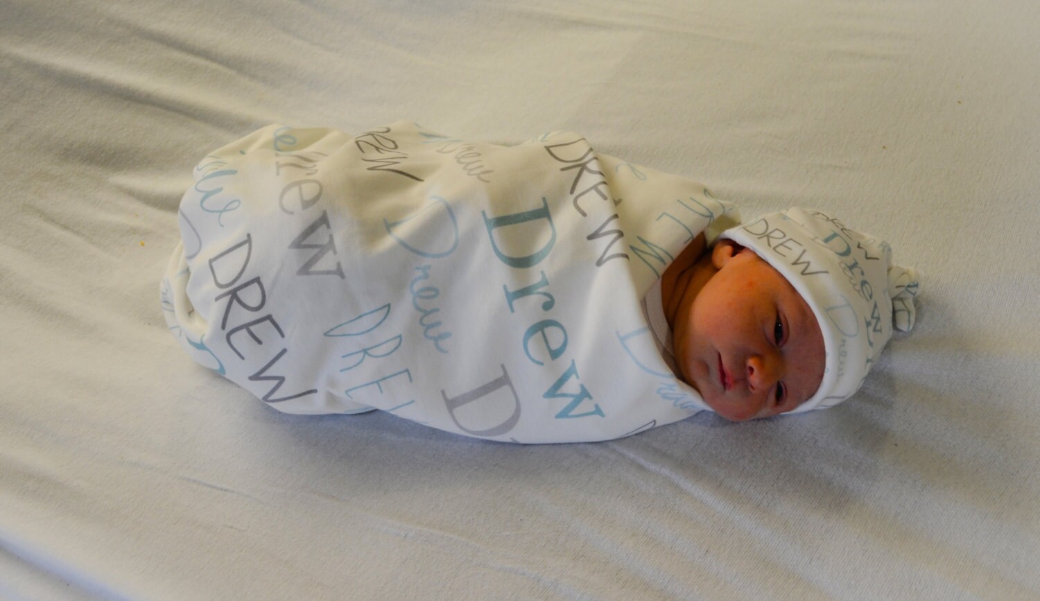Personalized baby swaddle and hat set personalized blanket Etsy
