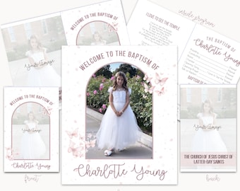 Baptism program LDS Editable Template, Church of Jesus Christ of Latter-Day Saints Baptism invitation, baptism program with hymns