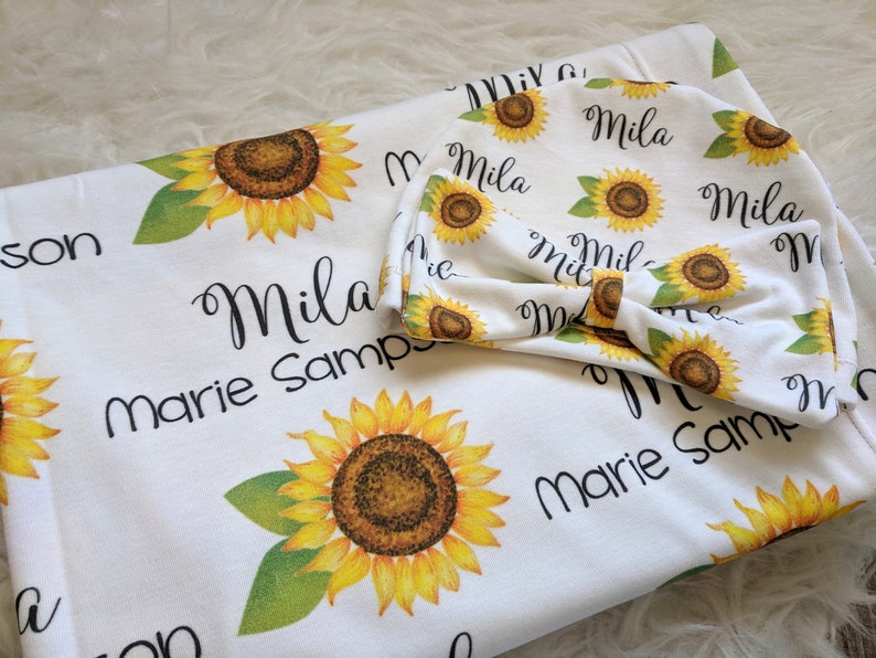 personalized sunflower baby blanket