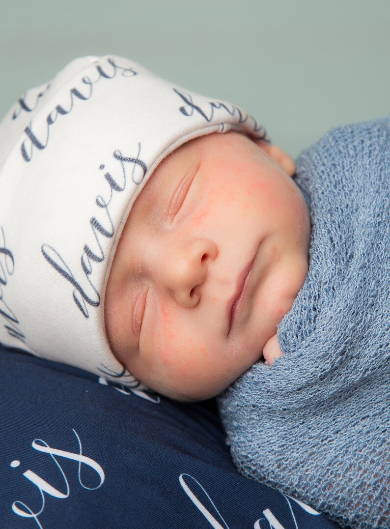 Personalized Navy Blue Swaddle Blanket // Baby Personalized Etsy
