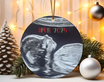 Ultrasound pregnancy Christmas ornament baby 2 announcement, pregnancy announcement ornament, grandparent gift