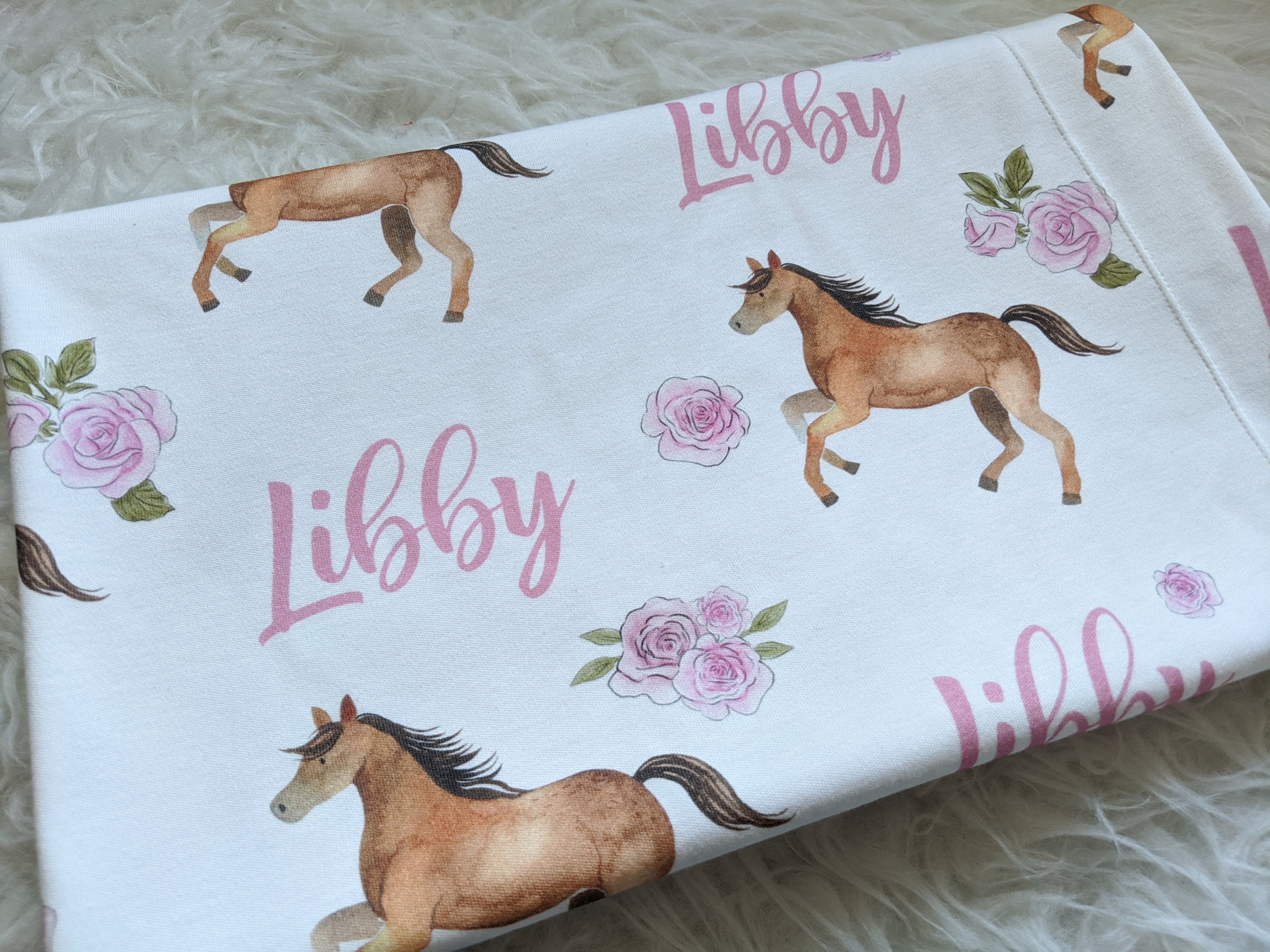 Personalized baby blanket // floral horse blanket // baby Etsy